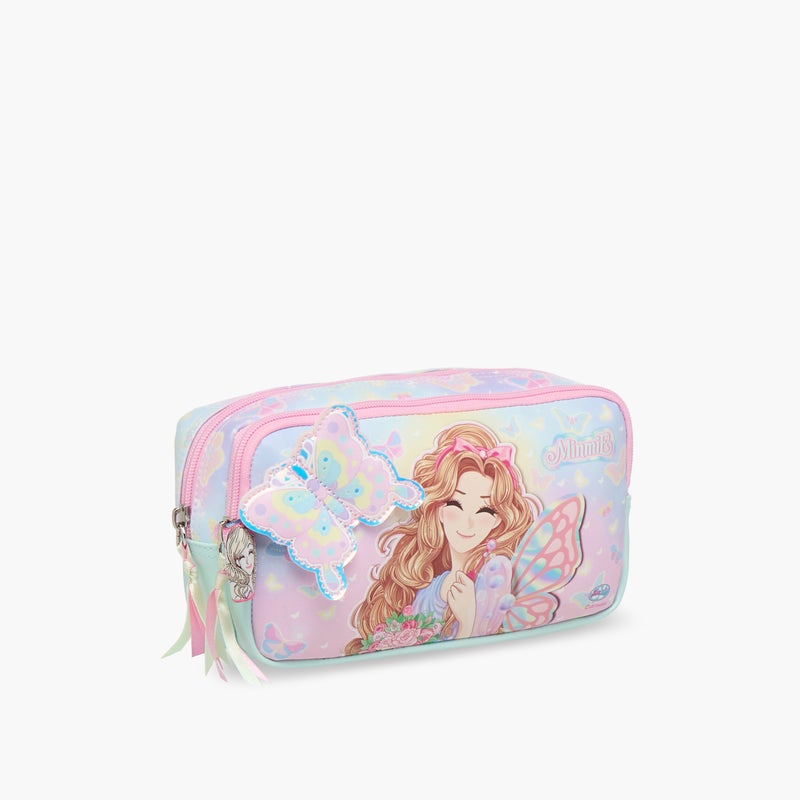 Minmie My Butterfly - Pencil Case-1 Cmprt.-Printed-Rectangle (Pvc) Pastel Pink \ 22x7x12 - Image 2